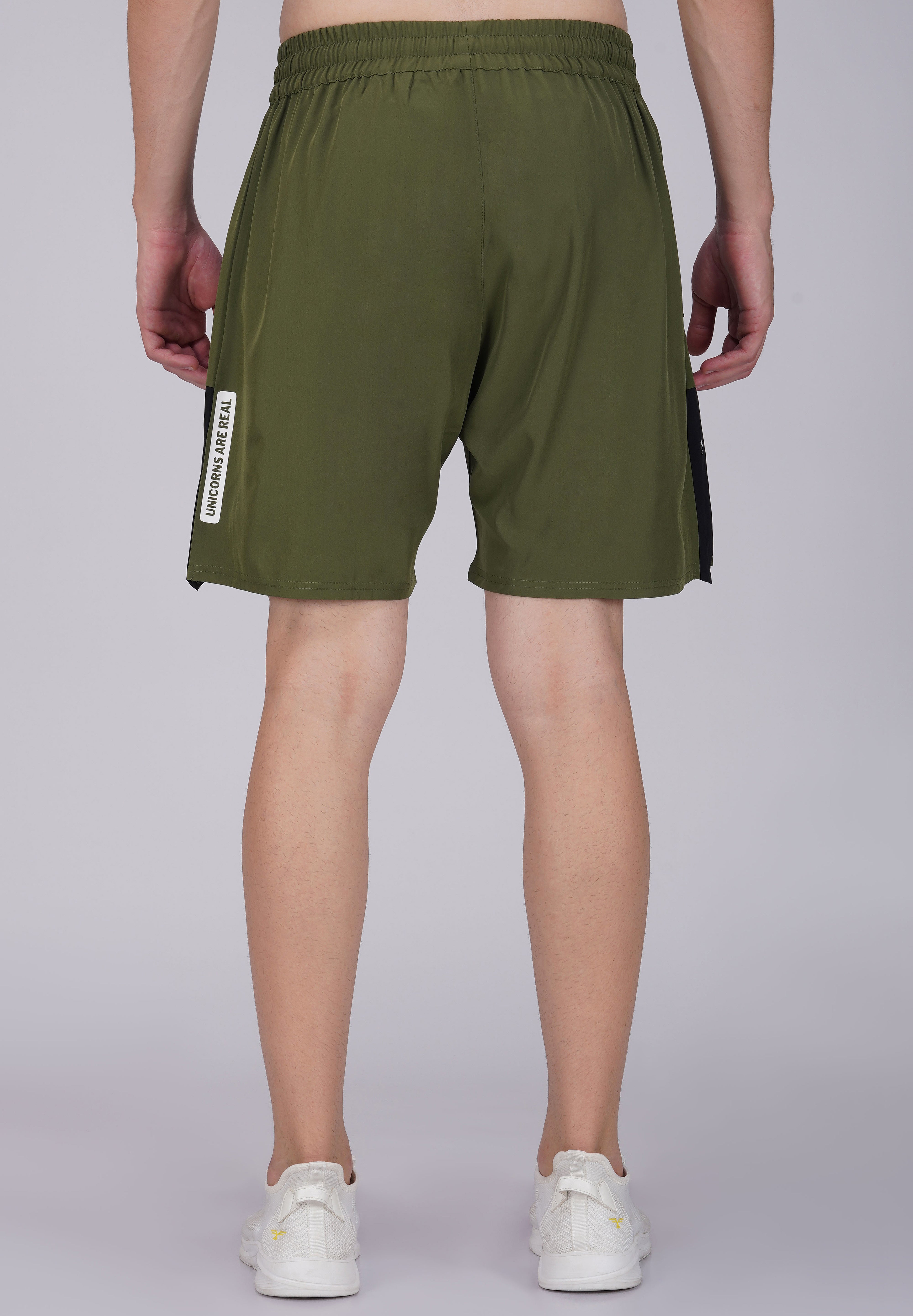 NS Panel Olive green men Sports Shorts