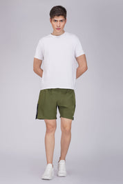 NS Panel Olive green men Sports Shorts