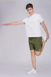 NS Panel Olive green men Sports Shorts