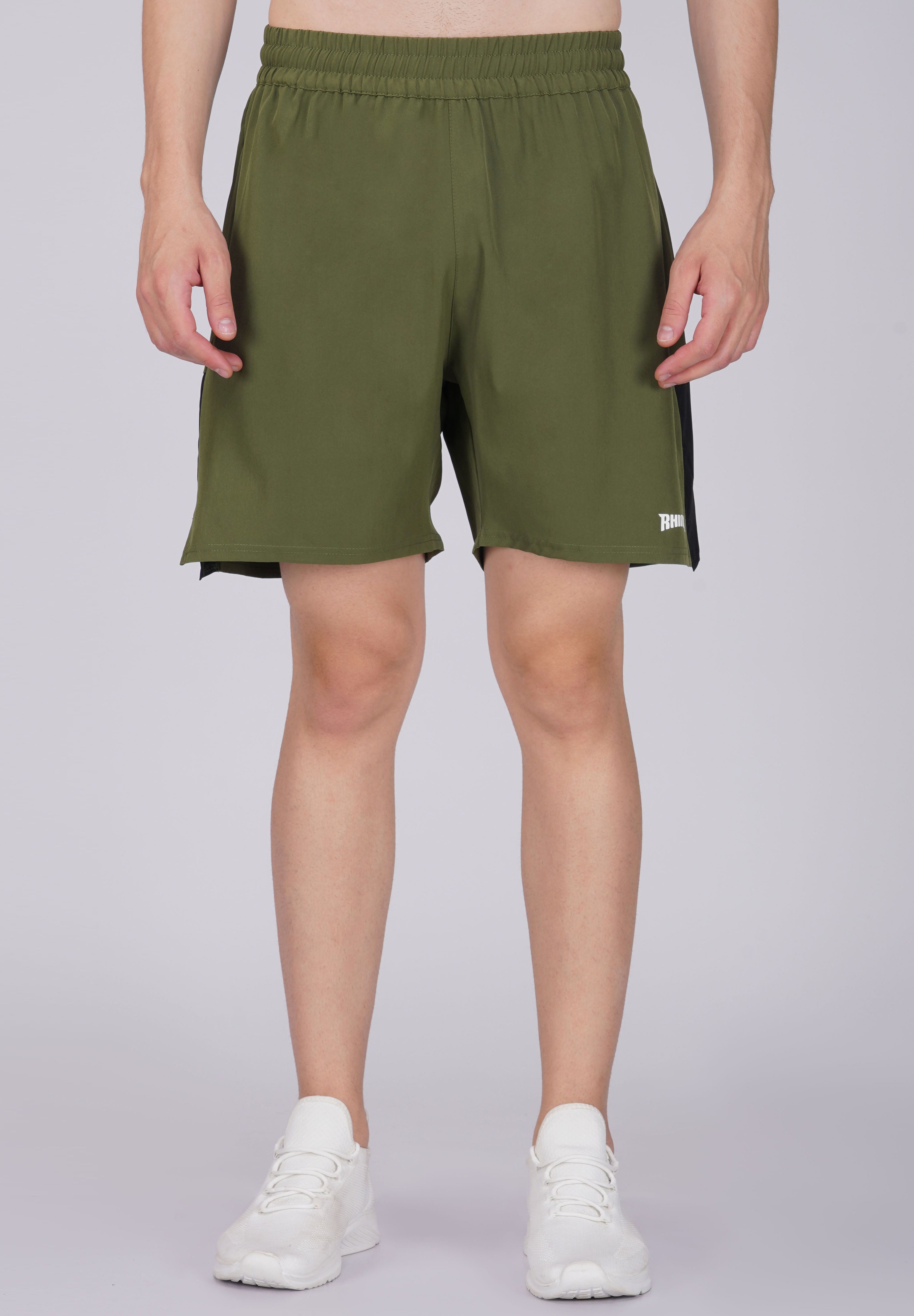NS Panel Olive green men Sports Shorts