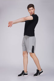 NS Panel Gray Mens Sports Shorts