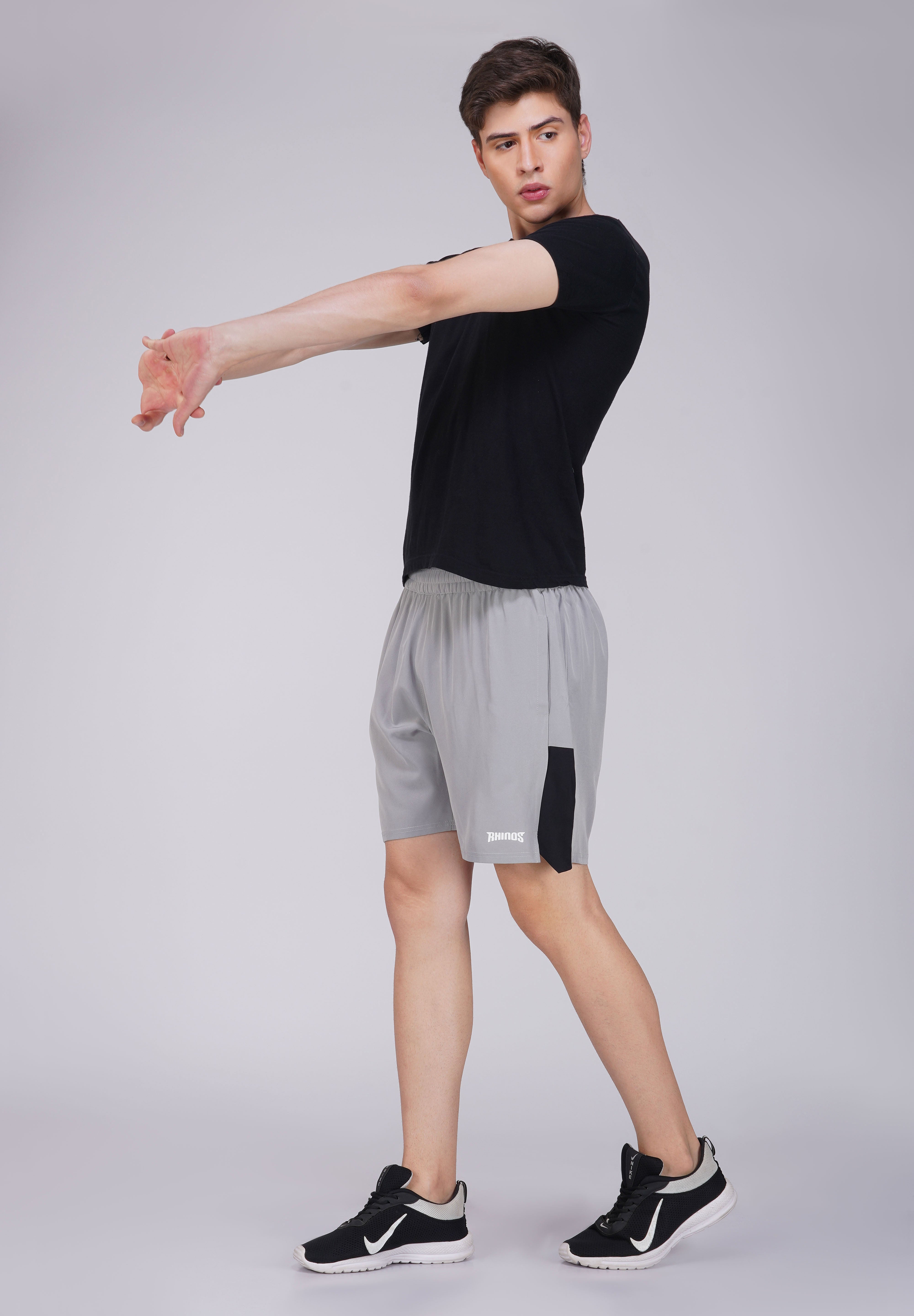 NS Panel Gray Mens Sports Shorts