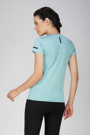 Jaquard Sports T-shirt for women-Aqua Blue