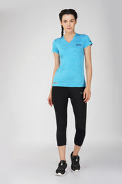 Jaquard Sports T-shirt for women- Blue