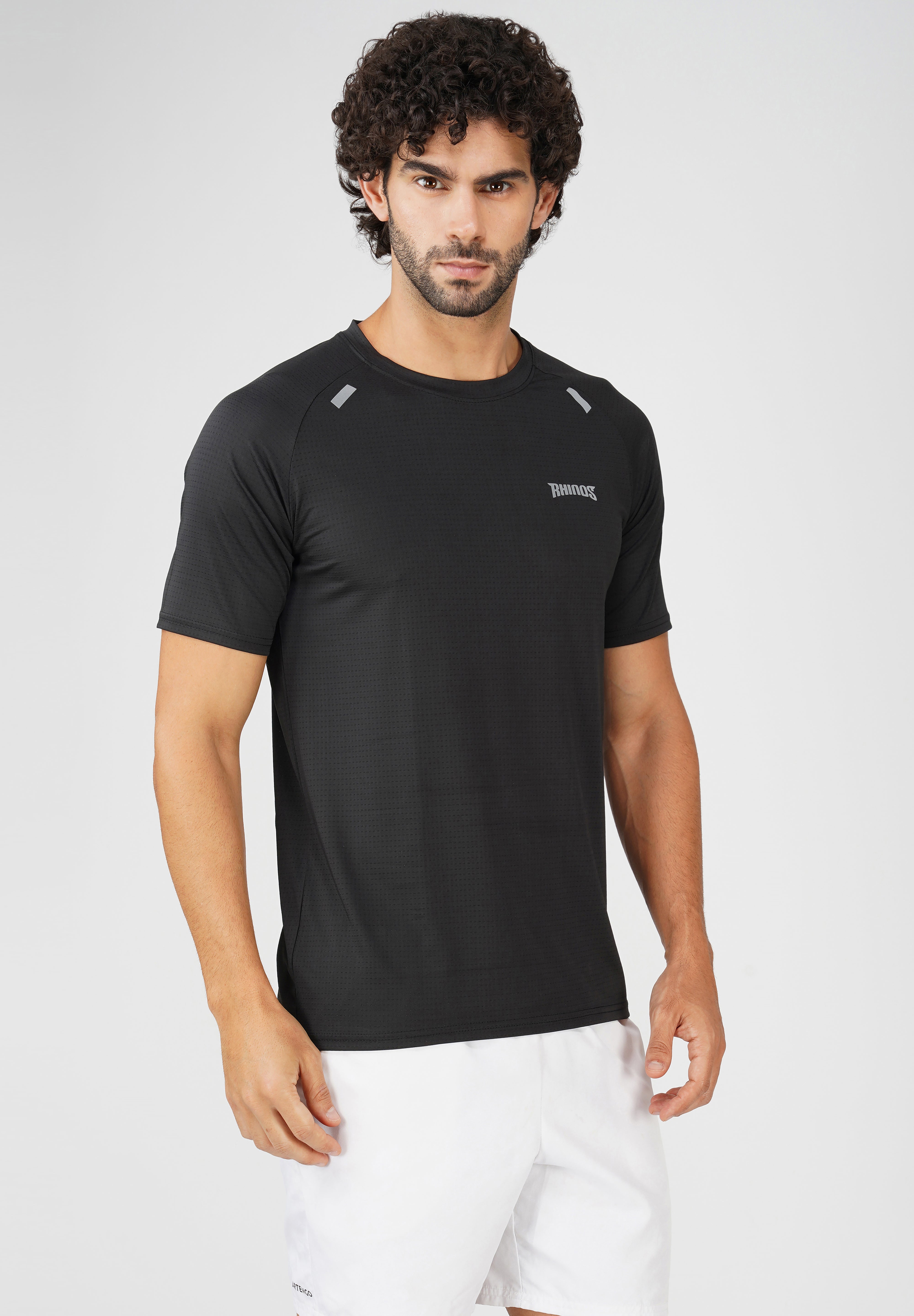 Panel Black Sports T shirt for Men