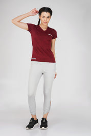 Jaquard Sports T shirt for Women - Maroon