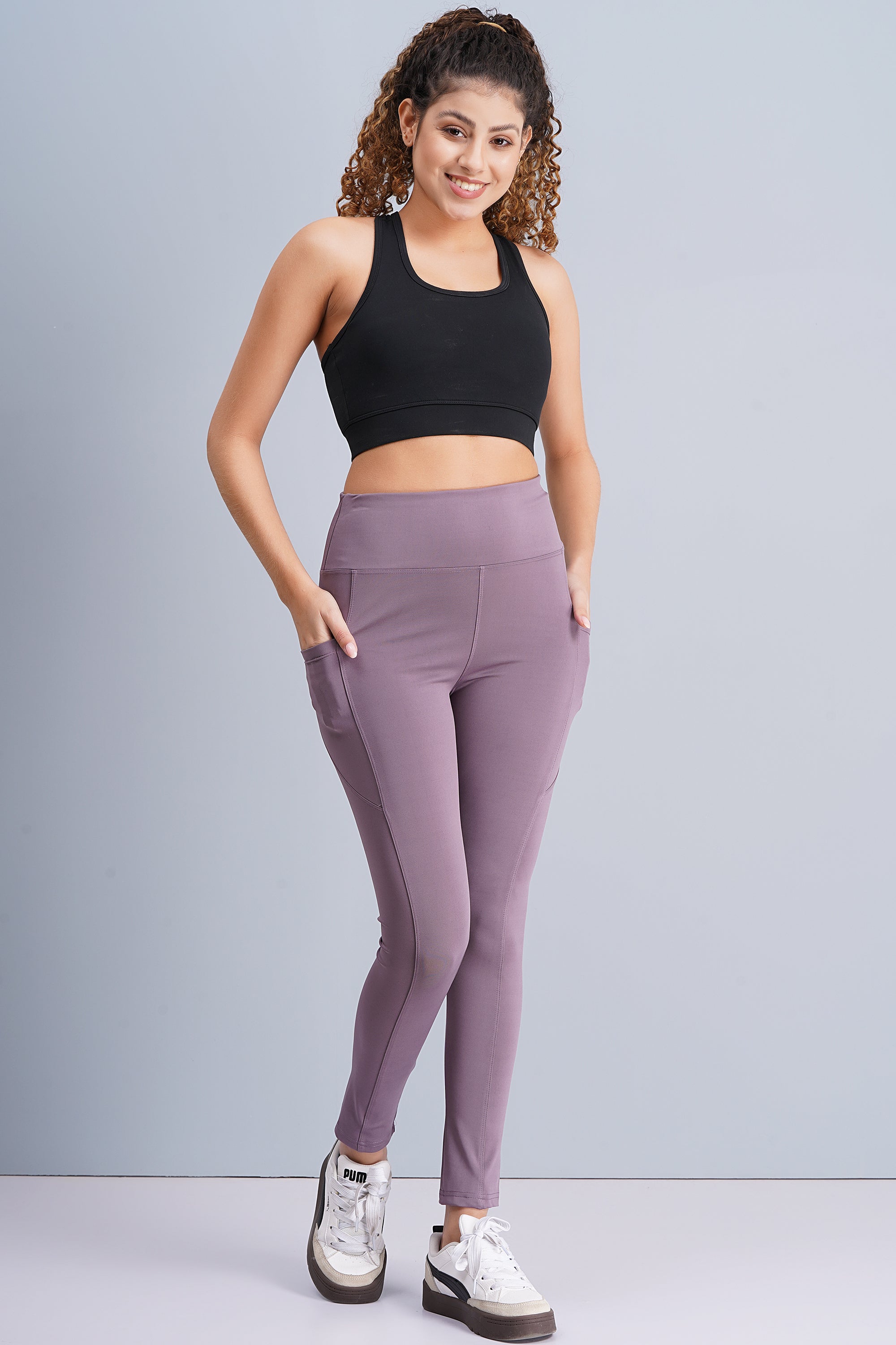 Rhinos All Day Ankle-Length D-Pocket Leggings: Lavender