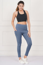 Rhinos All Day Ankle-Length D-Pocket Leggings: Still Blue