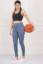 Rhinos All Day Ankle-Length D-Pocket Leggings: Still Blue