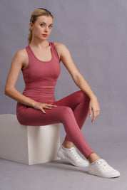 Women Peach Solid Sports Tracksuit