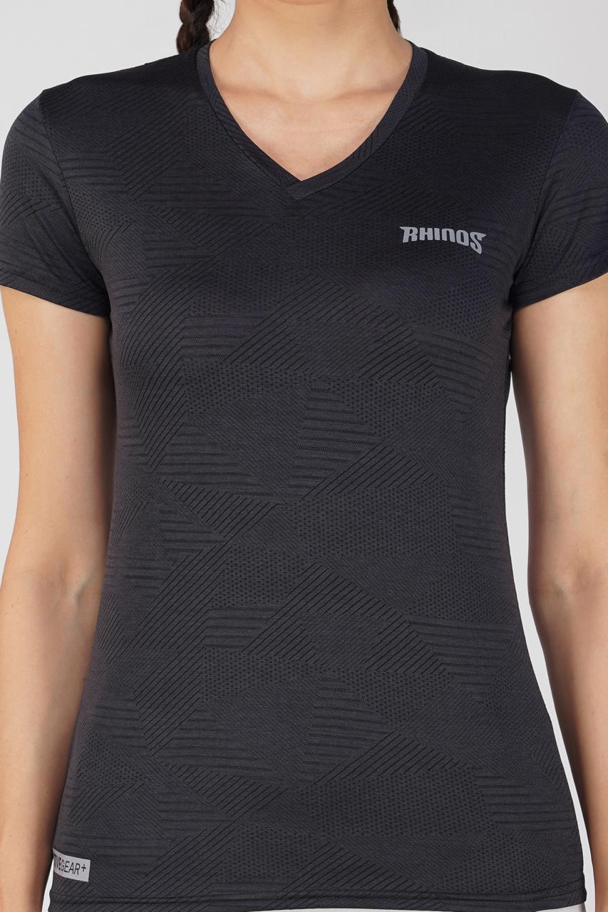 Jaquard Sports T-shirt for women - Black