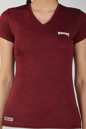 Jaquard Sports T shirt for Women - Maroon