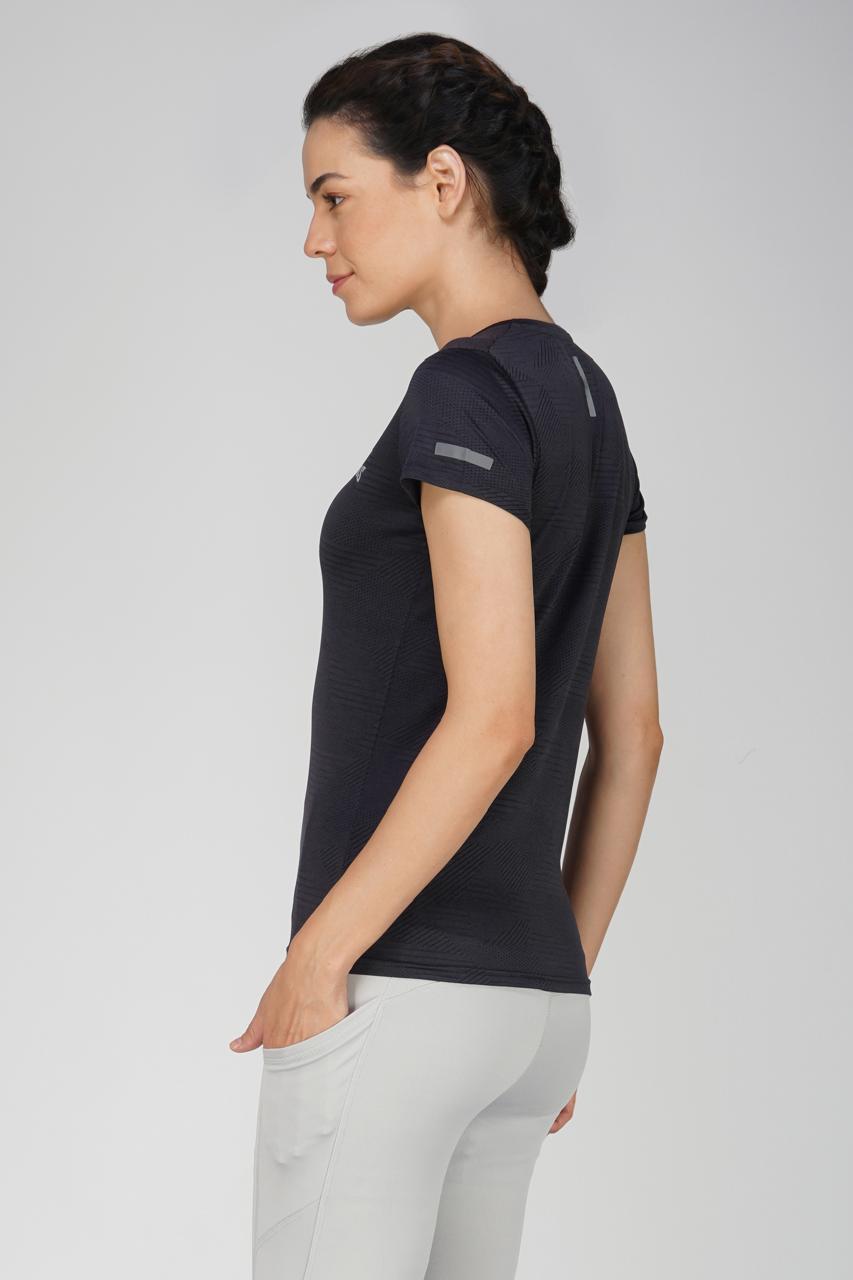 Jaquard Sports T-shirt for women - Black